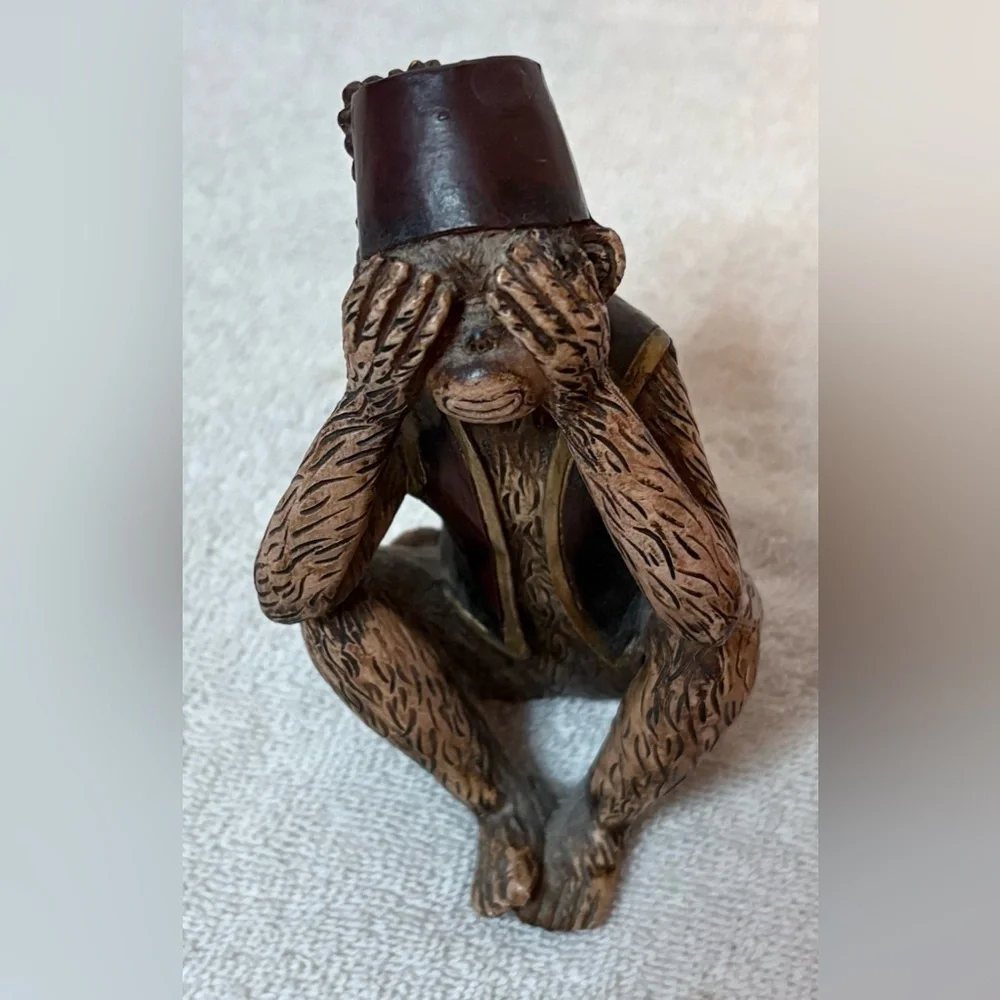 3 Wise Monkeys Resin Figurines Set Hear See Speak No Evil Home/Office Decor